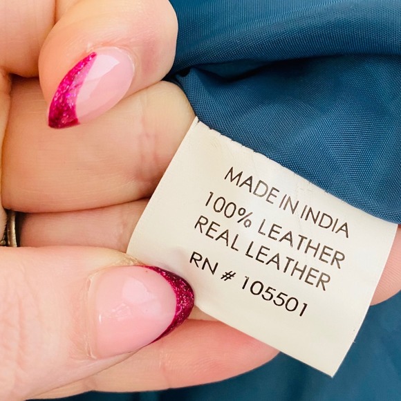 Double D Ranch RARE Turquoise Studded Star Accent Genuine Leather Cropped Jacket - Picture 8 of 10